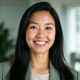 Dr. Amelia Harris, a smiling woman in her early 40s with professional attire, specializing in holistic health.