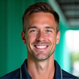 Mark Johnson, a fit man in his late 30s, looking approachable, with expertise in fitness and rehabilitation.