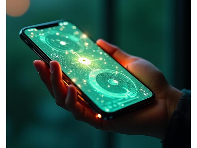 A sleek, modern smartphone displaying a user-friendly Veridian Bloom app interface with vibrant data visualization and privacy lock icons, emphasizing human-centered design and data security.