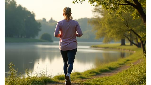 Image of a person doing a brisk walk in a park, representing Zone 2 cardio